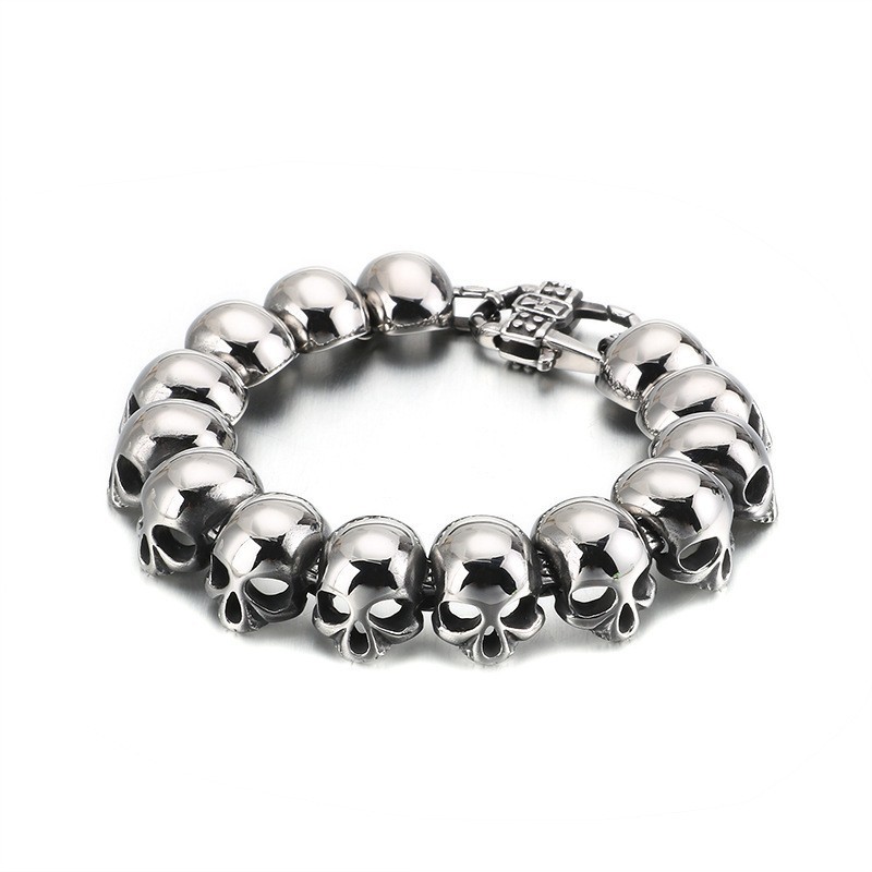 Bracelet En Titane Avec Tête De Mort Cool Pour Homme Bracelet En Titane Avec Tête De Mort Cool Pour Homme
