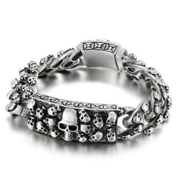 Bracelet Vintage En Titane Avec Tête De Mort Et Motif Rock Cool Pour Homme