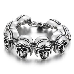 Bracelet Vintage En Titane Avec Tête De Mort Et Motif Rock Cool Pour Homme