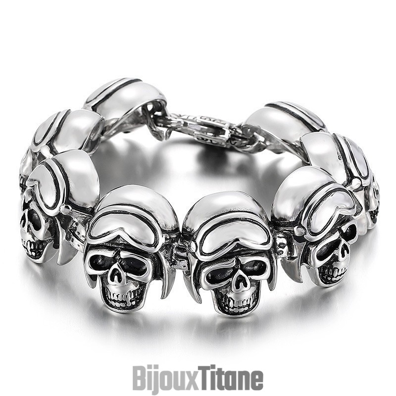Bracelet Vintage En Titane Avec Tête De Mort Et Motif Rock Cool Pour Homme Bracelet Vintage En Titane Avec Tête De Mort Et Motif Rock Cool Pour Homme