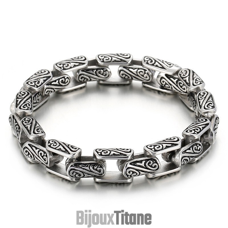 Bracelet En Titane À Motif Floral, Accessoire Populaire Pour Offrir À Son Petit Ami Bracelet En Titane À Motif Floral, Accessoire Populaire Pour Offrir À Son Petit Ami