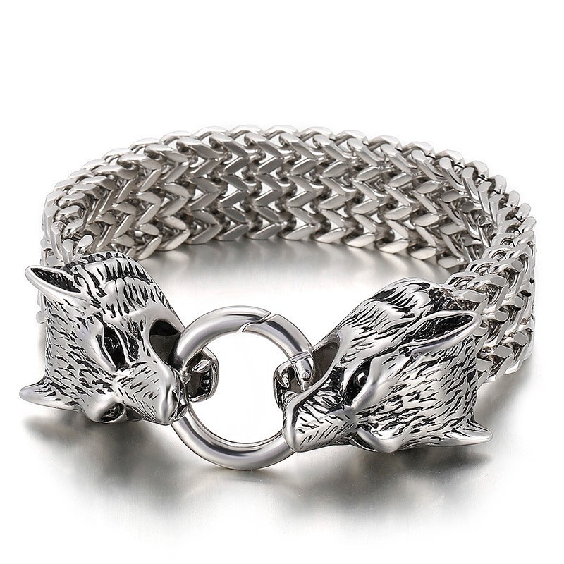 Bracelet Tête De Loup En Titane Chic Et Tendance