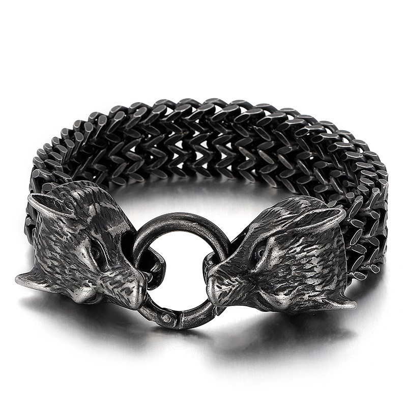 Bracelet Tête De Loup En Titane Chic Et Hipster Bracelet Tête De Loup En Titane Chic Et Hipster