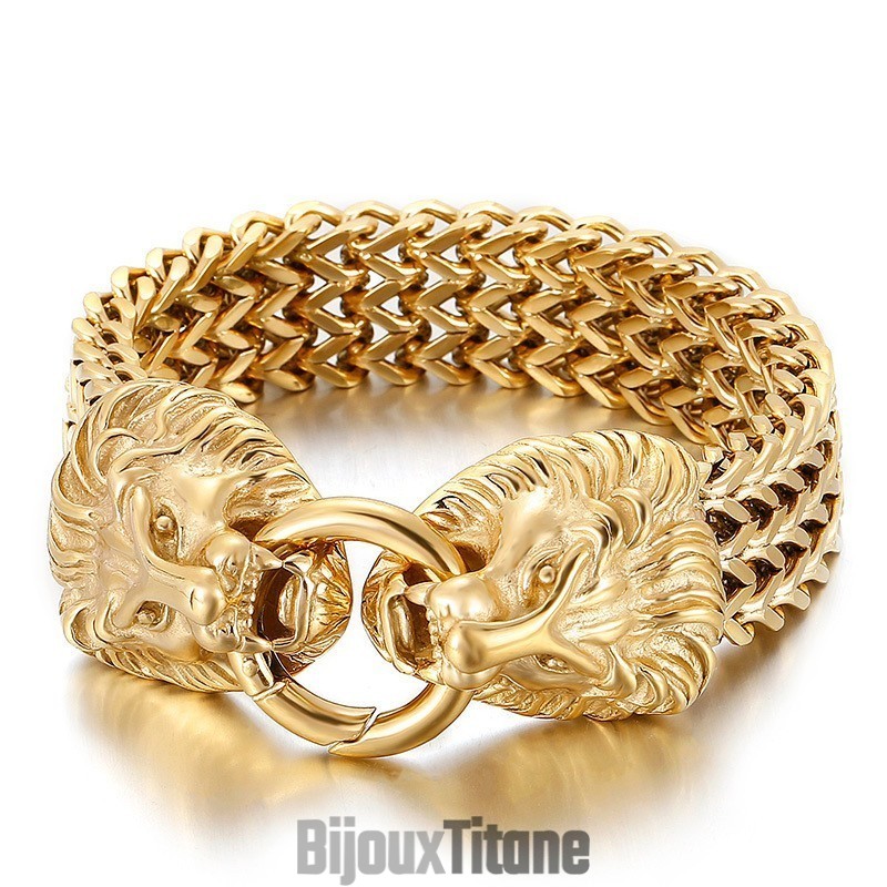 Bracelet Tête De Lion En Titane Chic Et Tendance Bracelet Tête De Lion En Titane Chic Et Tendance