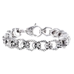 Bracelet Homme Style Rétro En Titane Avec Tête De Mort, Style Hip-Hop Et Rock