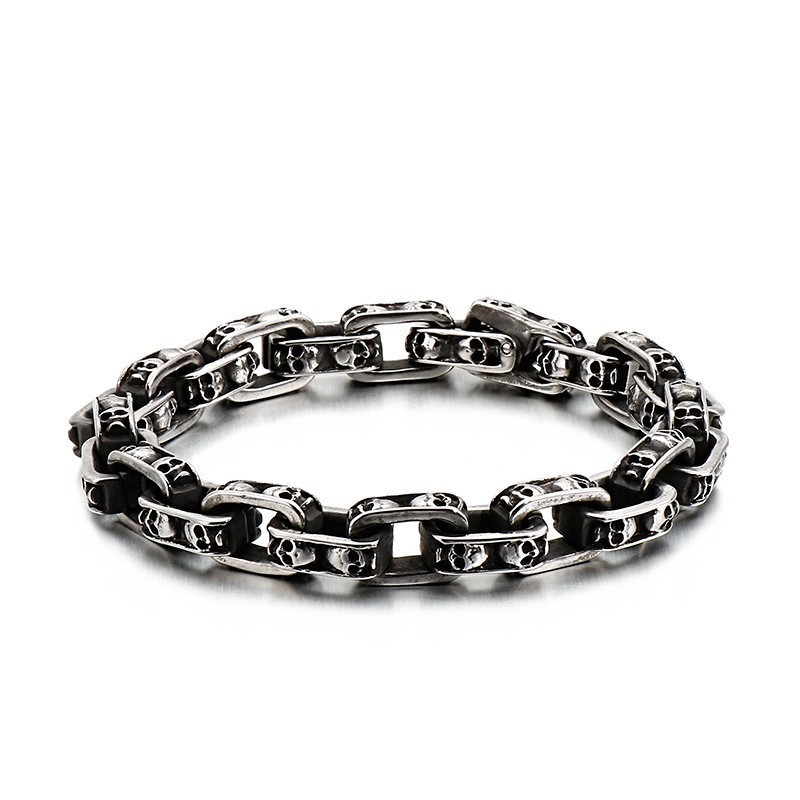 Bracelet Tête De Mort En Titane, Bracelet Fantôme Motard Chic, Bijoux En Titane
