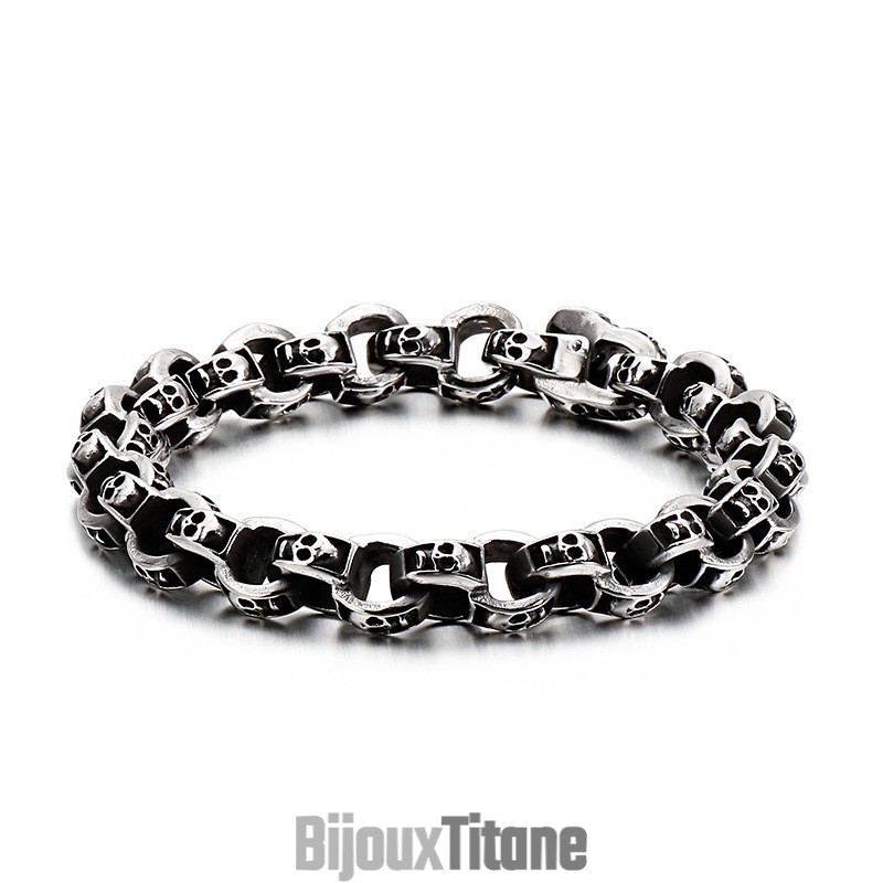 Bracelet Tête De Mort En Titane, Bracelet Fantôme Motard Chic, Bijoux En Titane Bracelet Tête De Mort En Titane, Bracelet Fantôme Motard Chic, Bijoux En Titane