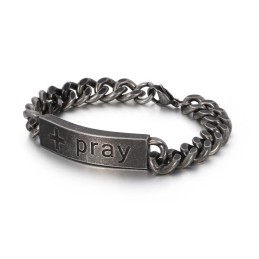 Bracelet De Prière En Titane Avec Croix Courbée Pour Homme, Bijou Vintage Populaire