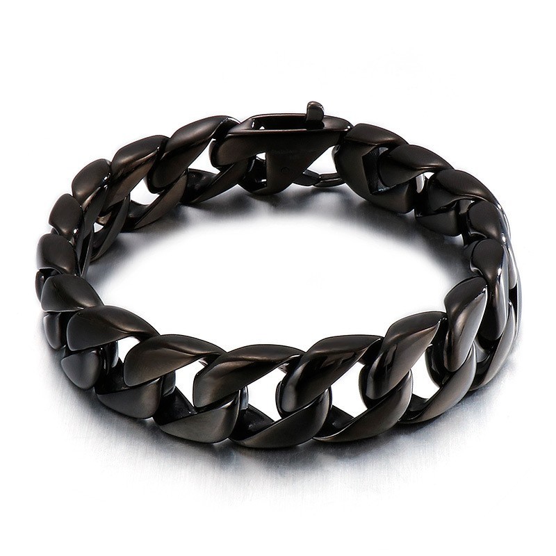 Bracelet Homme En Titane Noir Et Chaîne Pour Homme Bracelet Homme En Titane Noir Et Chaîne Pour Homme