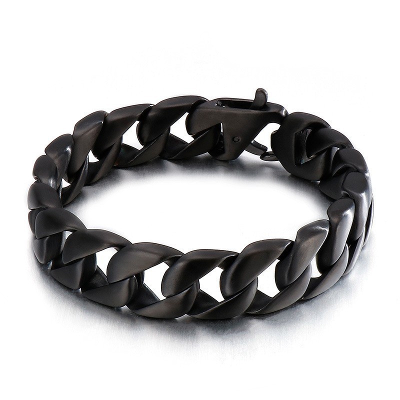 Bracelet Homme En Titane Noir Et Chaîne Pour Homme Bracelet Homme En Titane Noir Et Chaîne Pour Homme