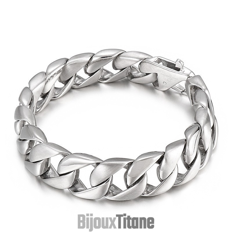 Bracelet Homme En Titane Noir Et Chaîne Pour Homme