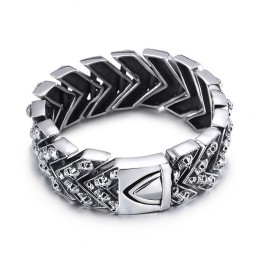 Bracelet En Titane Avec Gros Crâne Et Mode Chic