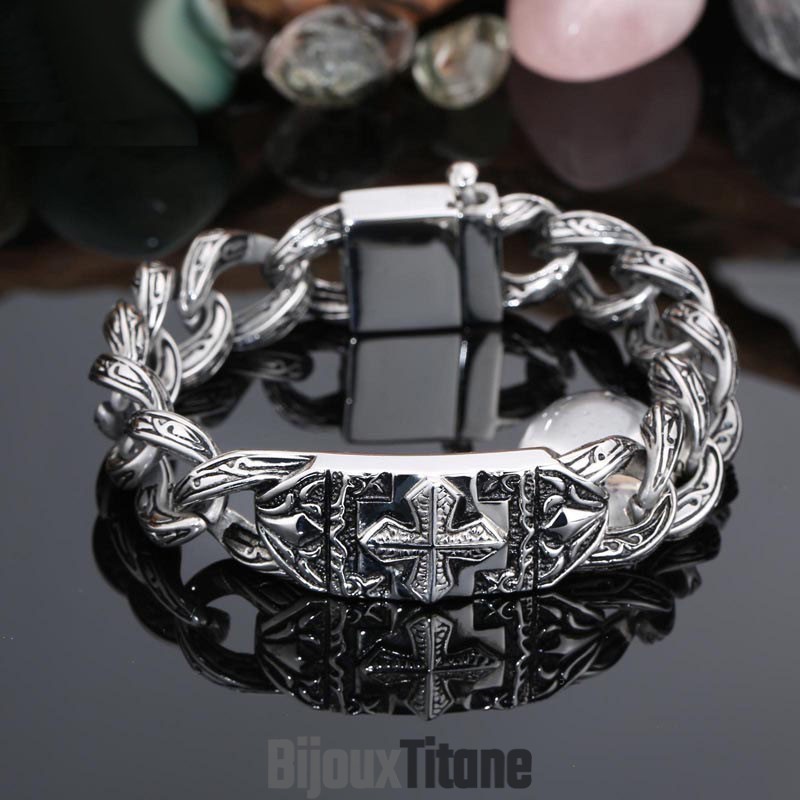 Bracelet En Titane À Motif Réticule, Bijou Tendance Rétro Pour La Main
