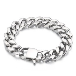 Bracelet En Titane Pour Homme Avec Chaîne Cubaine À Quatre Côtés