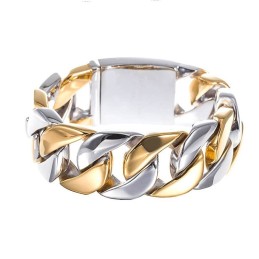 Bracelet Large En Titane Plaqué Or Pour Homme