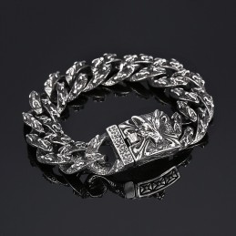 Bracelet En Titane À Tête De Loup Noir, Style Rétro Chic, Pour Homme