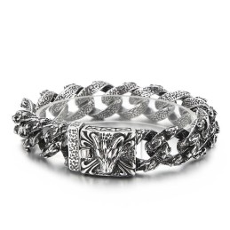 Bracelet En Titane À Tête De Loup Noir, Style Rétro Chic, Pour Homme