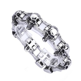 Bracelet Motard En Titane Pour Homme Avec Tête De Mort De Style Chic