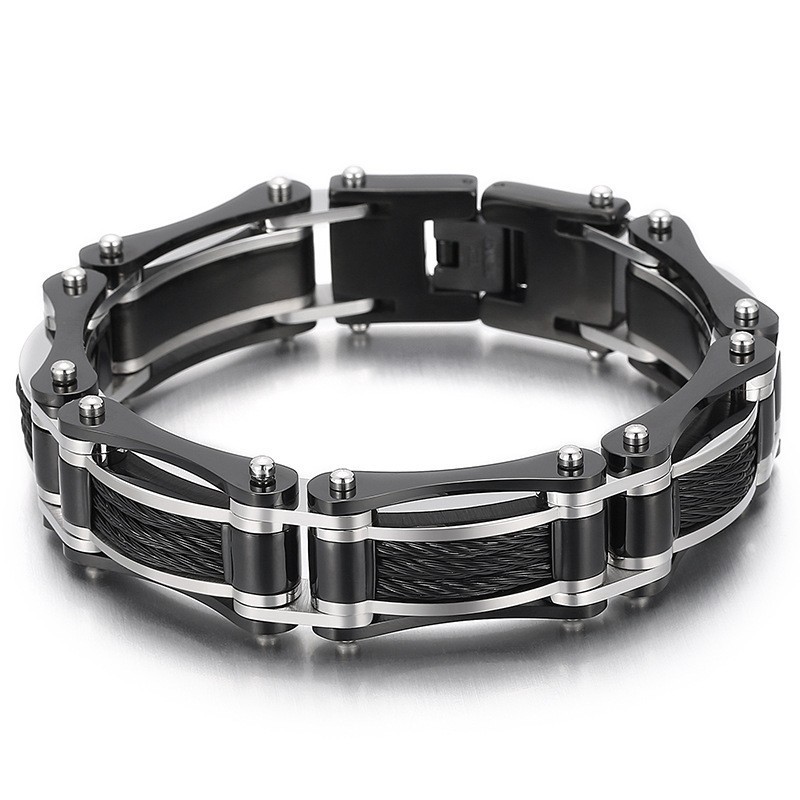 Bracelet En Titane Et Fil D'Acier Pour Homme, Style Vélo, Tendance Et Simple Bracelet En Titane Et Fil D'Acier Pour Homme, Style Vélo, Tendance Et Simple