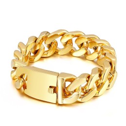 Bracelet En Titane Plaqué Or Pour Homme, Style Hip-Hop, Avec Fermoir Épais