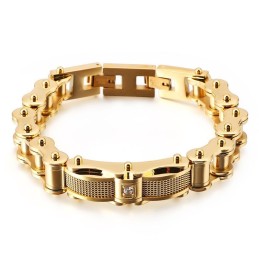 Bracelet Homme En Titane Avec Chaîne De Motard Et Diamants
