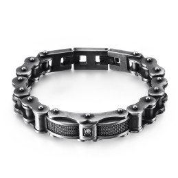 Bracelet Homme En Titane Avec Chaîne De Motard Et Diamants