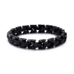 Bracelet En Titane Noir Pour Homme, Motif Écailles De Dragon