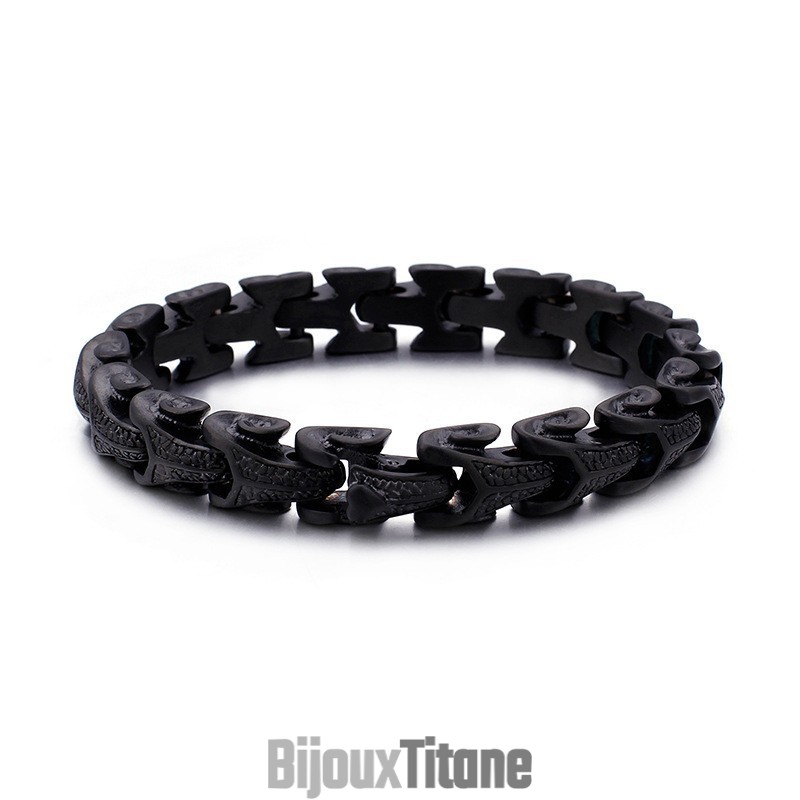Bracelet En Titane Noir Pour Homme, Motif Écailles De Dragon