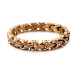 Bracelet Tendance En Titane Pour Homme, Motif Écailles De Dragon, Style Vintage, Plaqué Argent