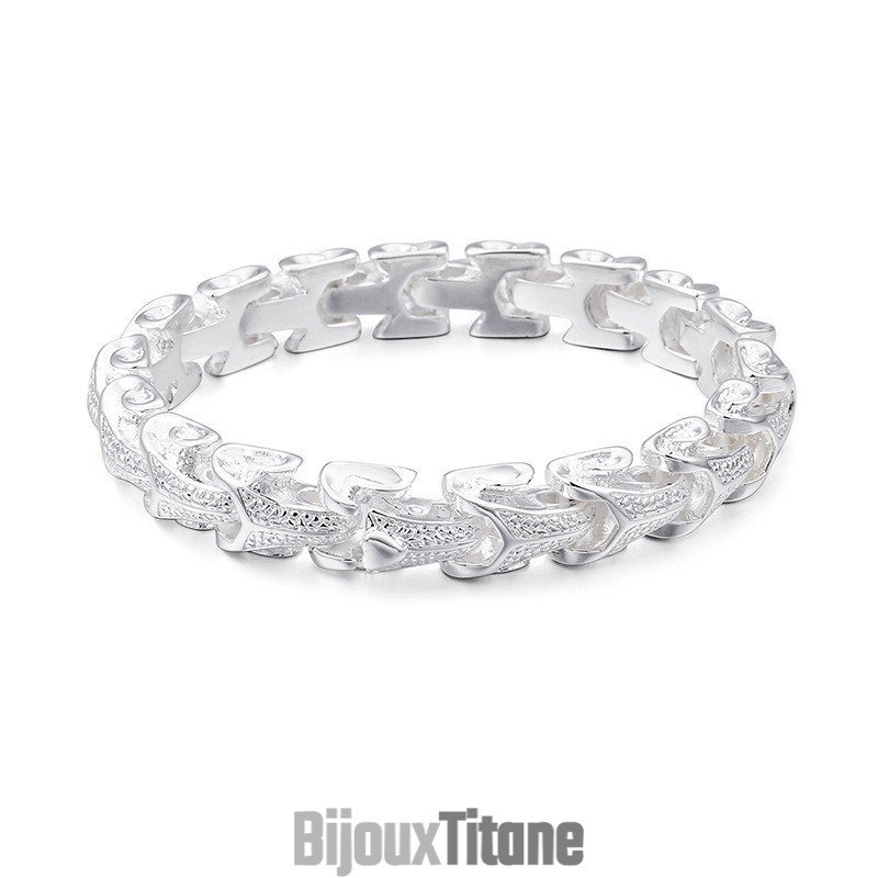 Bracelet Tendance En Titane Pour Homme, Motif Écailles De Dragon, Style Vintage, Plaqué Argent Bracelet Tendance En Titane Pour Homme, Motif Écailles De Dragon, Style Vintage, Plaqué Argent