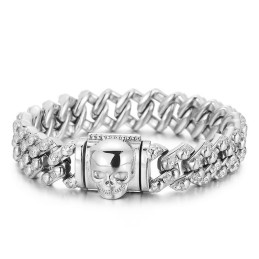 Bracelet Vintage En Titane Avec Tête De Mort Électroplaquée Pour Homme