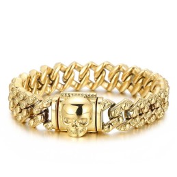 Bracelet Vintage En Titane Galvanisé Multicolore Avec Tête De Mort Pour Homme