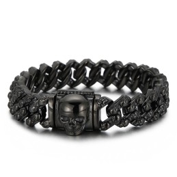 Bracelet Vintage En Titane Galvanisé Multicolore Avec Tête De Mort Pour Homme