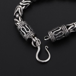 Bracelet Homme En Titane Avec Fermoir Anneau Et Motif Paix, Style Vintage Et Chic, Idéal Comme Cadeau