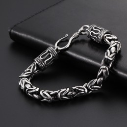 Bracelet Homme En Titane Avec Fermoir Anneau Et Motif Paix, Style Vintage Et Chic, Idéal Comme Cadeau