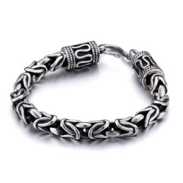 Bracelet Homme En Titane Avec Fermoir Anneau Et Motif Paix, Style Vintage Et Chic, Idéal Comme Cadeau