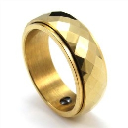 Bague En Tungstène À Facettes Dorées De Nouveau Style