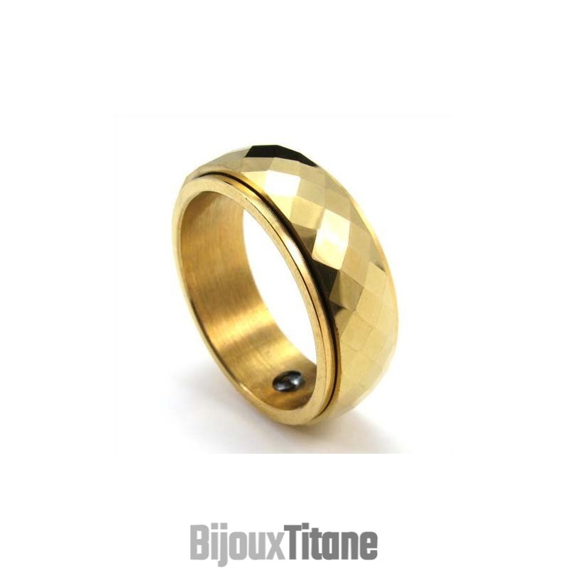 Bague En Tungstène À Facettes Dorées De Nouveau Style