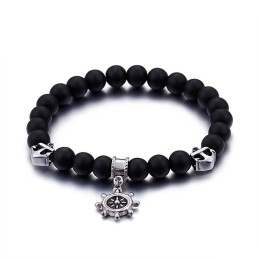 Bracelet Homme En Titane Avec Perles Et Ancre Vintage