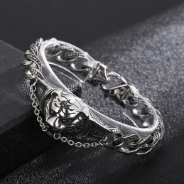 Bracelet En Titane À Motif Tête De Tigre Vintage Pour Homme