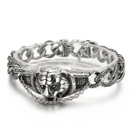 Bracelet En Titane À Motif Tête De Tigre Vintage Pour Homme