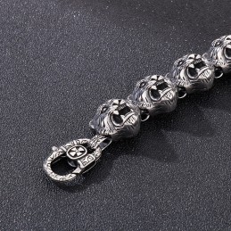 Bracelet Tendance En Titane Avec Tête De Tigre Et Croix Et Fermoir À Fleur Pour Homme