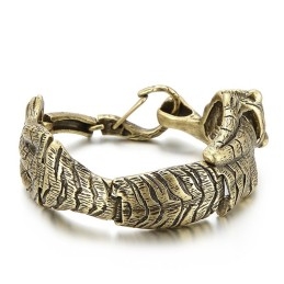 Bracelet Vintage Cool En Titane Avec Motif Tigre Doré Antique Pour Homme