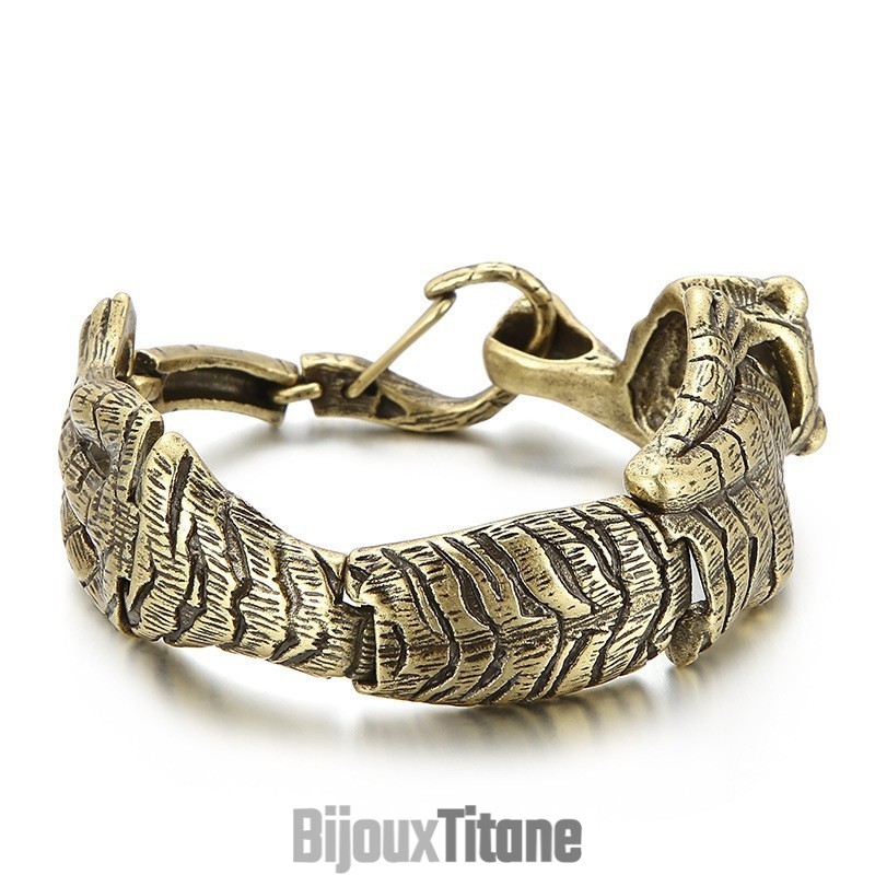 Bracelet Vintage Cool En Titane Avec Motif Tigre Doré Antique Pour Homme Bracelet Vintage Cool En Titane Avec Motif Tigre Doré Antique Pour Homme