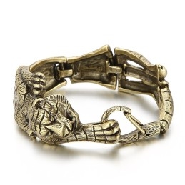 Bracelet Vintage Cool En Titane Avec Motif Tigre Doré Antique Pour Homme