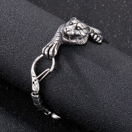 Bracelet Cool En Titane Avec Motif Tigre Doré Antique Pour Homme