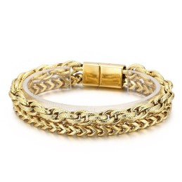 Bracelet Tendance En Titane Double Couche Plaqué Sous Vide Pour Homme
