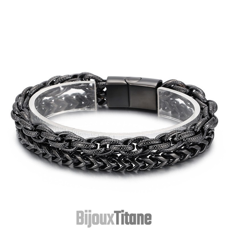 Bracelet Tendance En Titane Double Couche Plaqué Sous Vide Pour Homme Bracelet Tendance En Titane Double Couche Plaqué Sous Vide Pour Homme