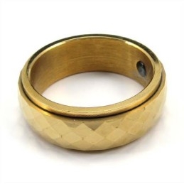 Bague En Tungstène À Facettes Dorées De Nouveau Style