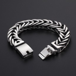 Bracelet Homme En Titane Épais Double Couche En Forme De V